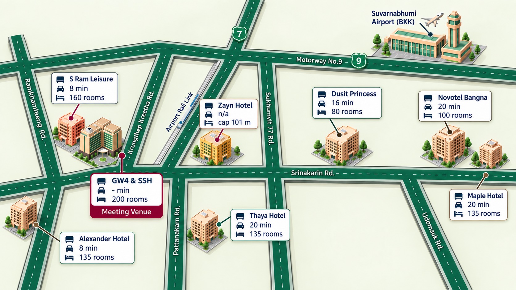 ITERO Bangkok 2027 Hotels and Route Map